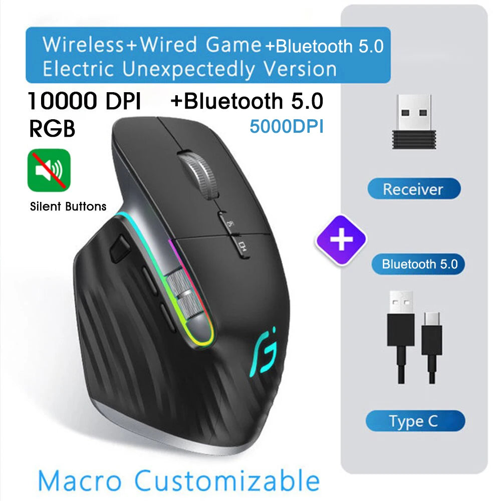 Rechargeable 2.4G Bluetooth Wireless Mouse Office Business 2.4G Wireless Ergonomic Mouse for PC Laptop