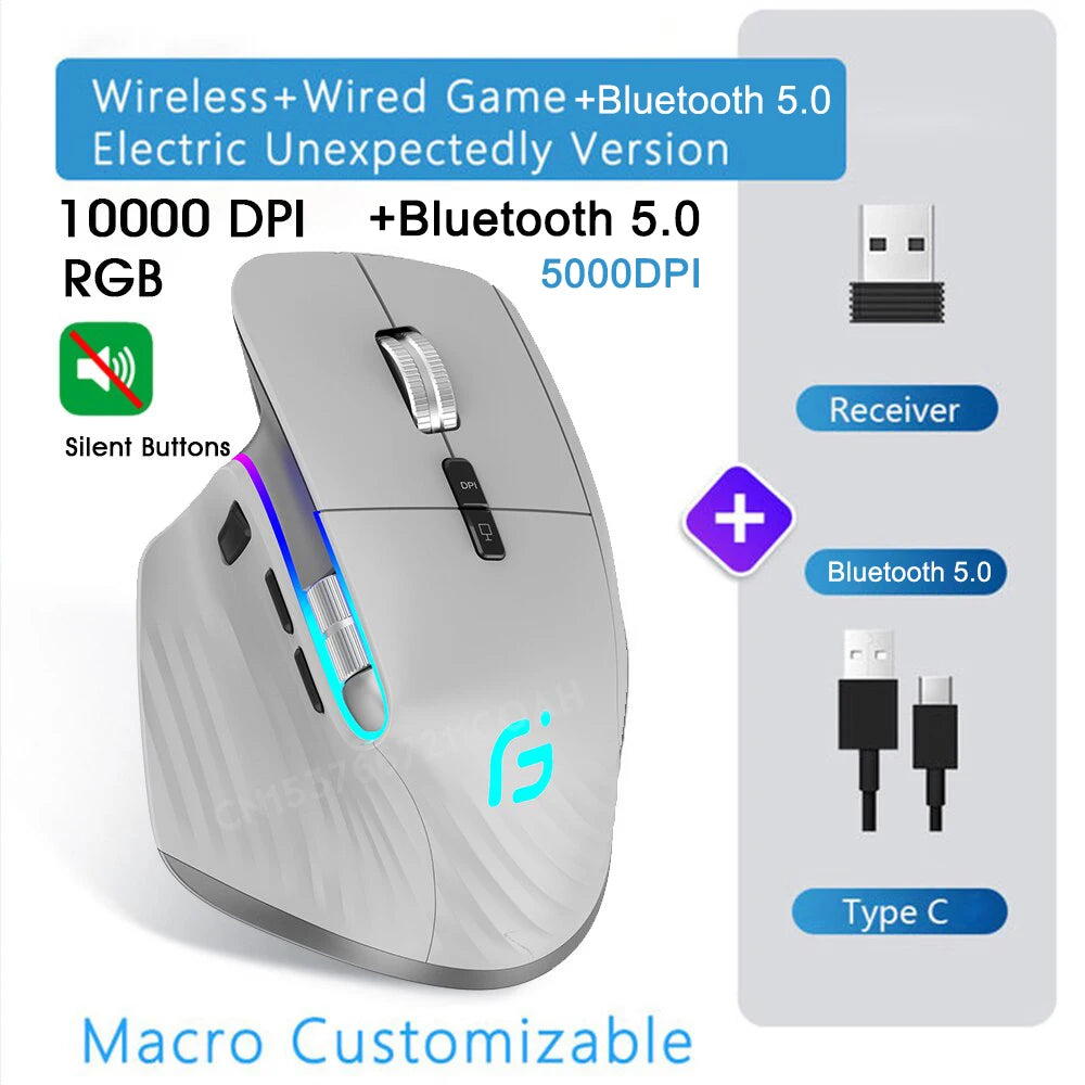 Rechargeable 2.4G Bluetooth Wireless Mouse Office Business 2.4G Wireless Ergonomic Mouse for PC Laptop