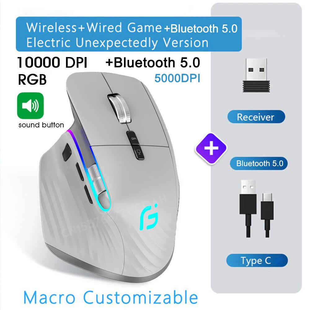 Rechargeable 2.4G Bluetooth Wireless Mouse Office Business 2.4G Wireless Ergonomic Mouse for PC Laptop