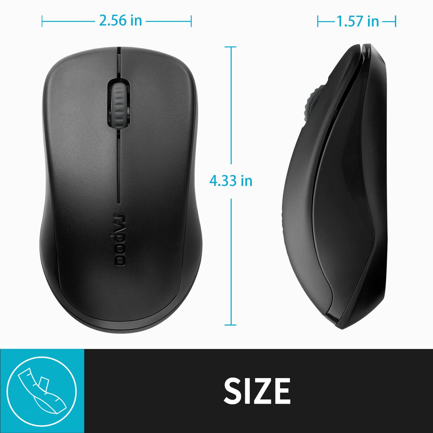 RAPOO 2.4Ghz 1000 DPI Wireless Optical Mouse with USB Receiver for PC Laptop
