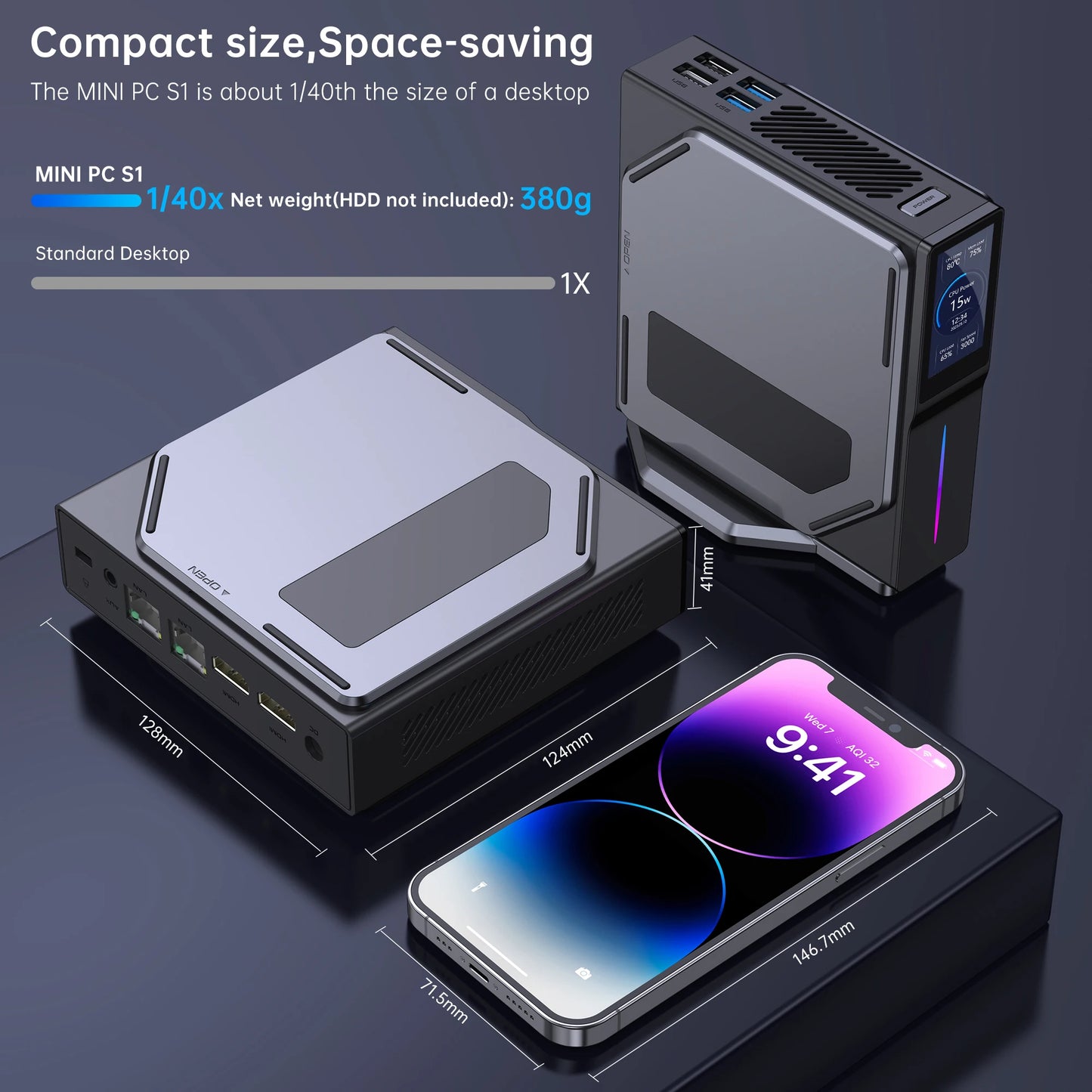 ACEMAGIC S1 Mini PC Gamer Windows 11  12Th Alder Lake N100 DDR4 16GB 512GB WIFI5 ,Bluetooth 4.2 VGA Gaming Computer
