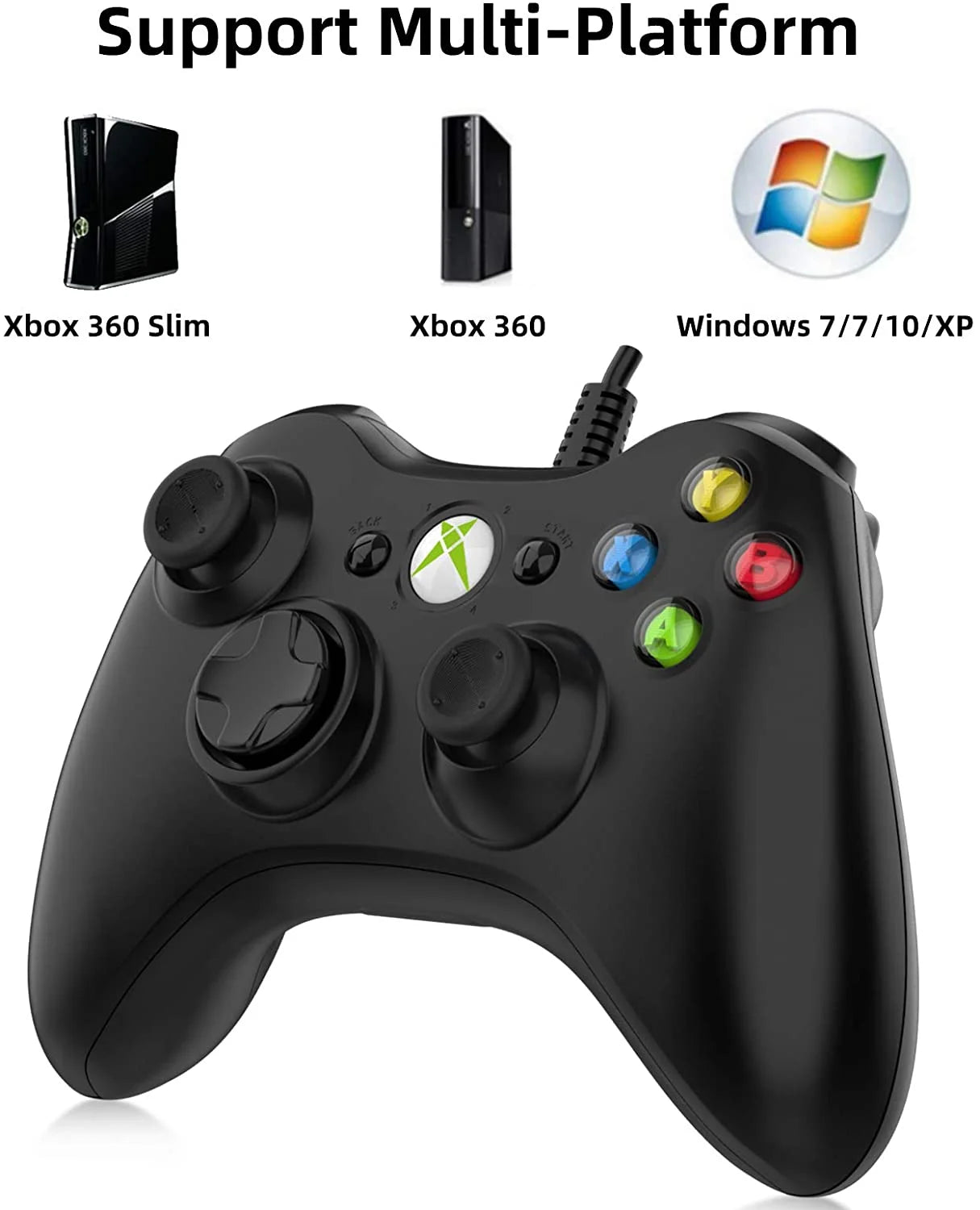 Xbox 360 Controller, Wired PC Game Controller Joystick Gamepad for Xbox 360 & PC Windows