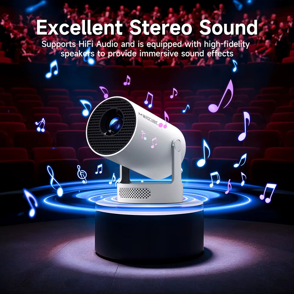 Projector Android 11 4K 1280*720P HY300 Pro + Dual Wifi 290ANSI 180°Flexible BT5.0 Cinema Outdoor Portable Projector