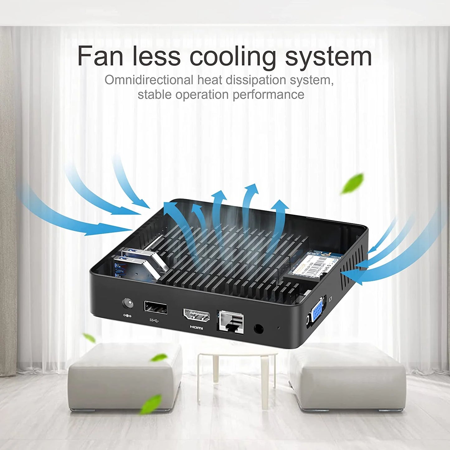 N40 Mini PC Fanless Silent Desktop Computer 4GB RAM, 64GB Emmc Micro PC, Celeron N4020 up to 2.8Ghz, 1000M LAN, HDMI&VGA, Support Auto Power on Mini Computer