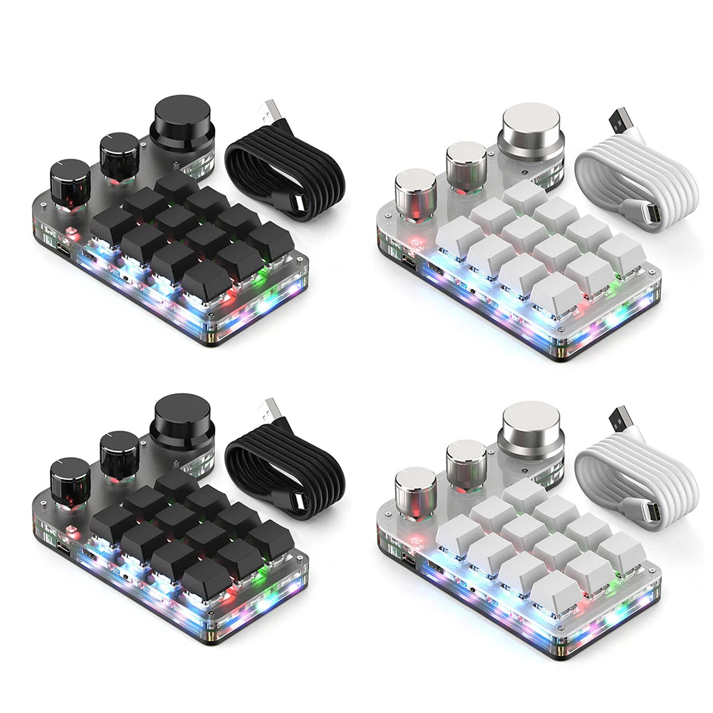 Programmable DIY Mechanical Keyboard RGB 12 Keys 3 Knob Custom Macro Keypad Bluetooth/Usb Hotswap Keyboard for Macbook Laptop PC