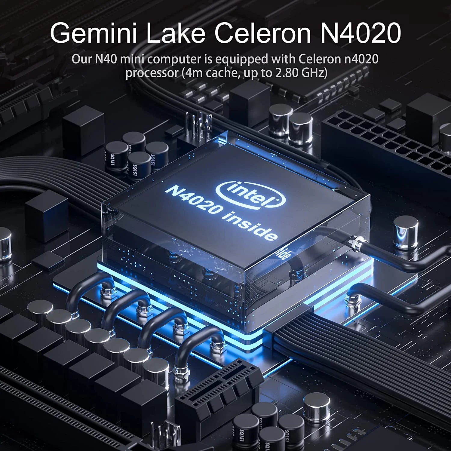 N40 Mini PC Fanless Silent Desktop Computer 4GB RAM, 64GB Emmc Micro PC, Celeron N4020 up to 2.8Ghz, 1000M LAN, HDMI&VGA, Support Auto Power on Mini Computer