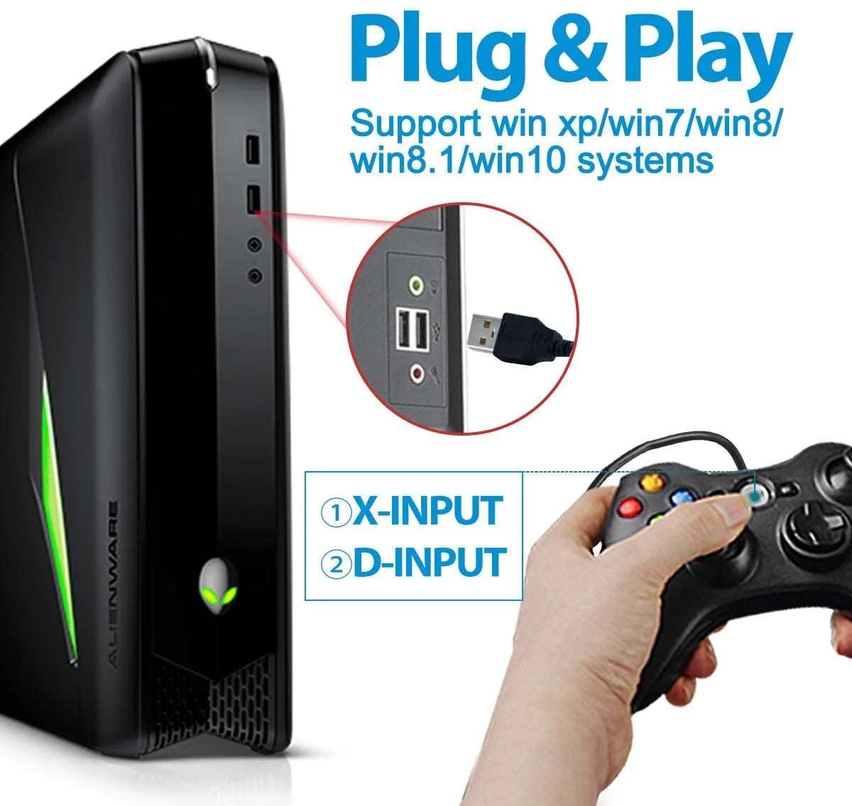 Xbox 360 Controller, Wired PC Game Controller Joystick Gamepad for Xbox 360 & PC Windows