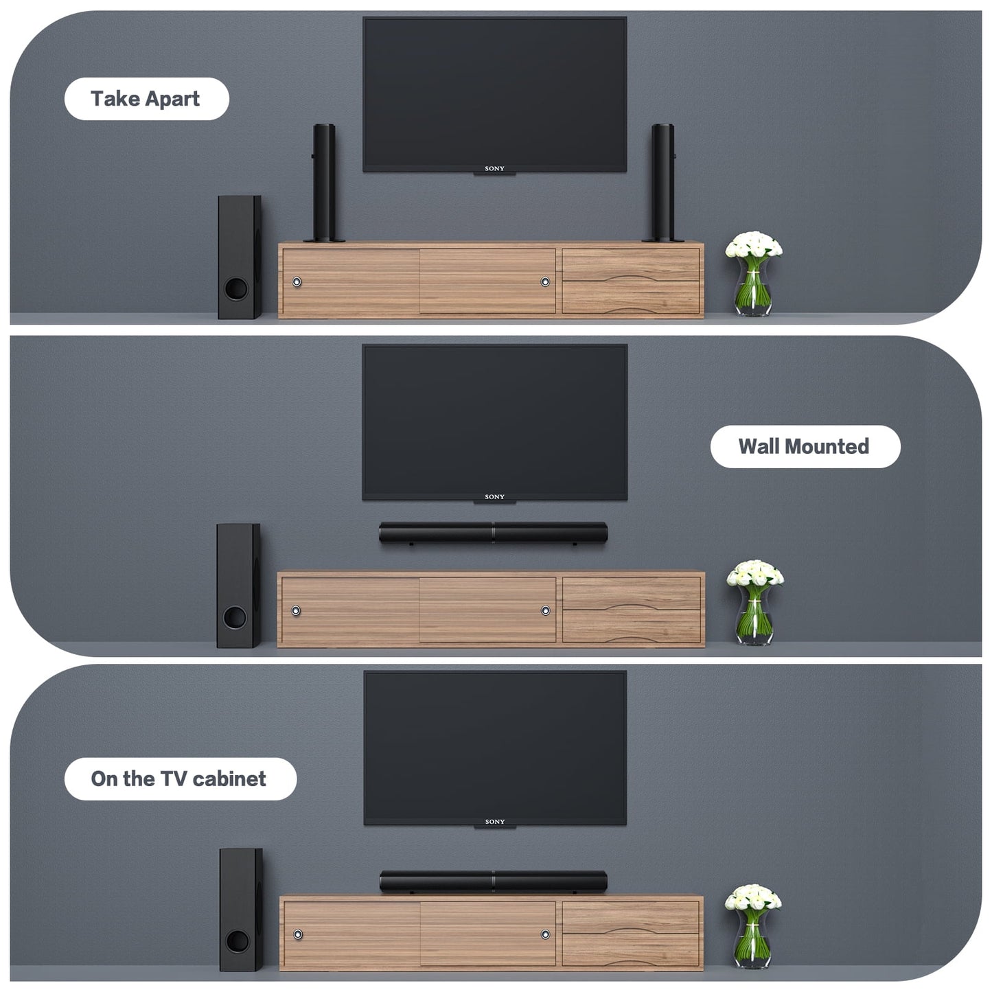 4.1Ch Sound Bar with Subwoofer, 120W Separable Sound Bar for TV, 2-In-1 Detachable Sound Bar with Usb/Aux/Coaxial/Optical/Hdmi/Bluetooth