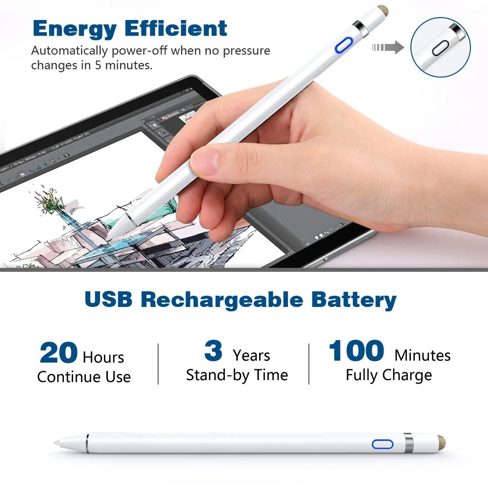 Stylus Pen for Tablets Compatible with Ipad Air 5Th/4Th Gen, Ipad Mini 6Th/5Th High Precise Ipad Pencil 1St Gen, 20Hrs Work Palm Rejection, White
